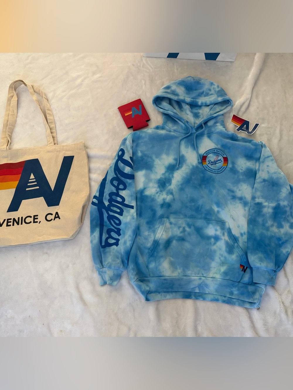 New with tag Aviator Nation Dodgers Hoodie Medium + Tote Bag